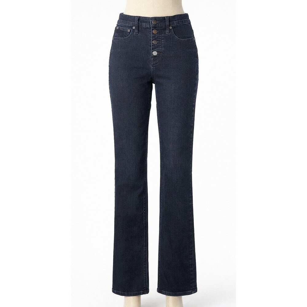 J.Crew High Rise Crop Flare Jeans Dark Wash Stretch Fabric Button Fly 26